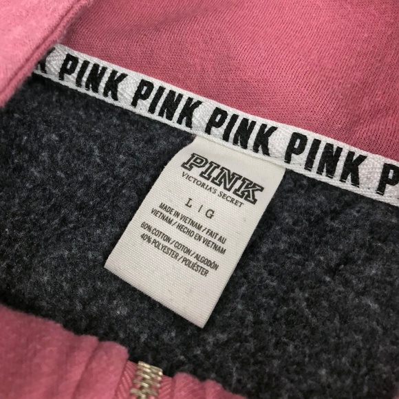 PINK Victoria's Secret 1/4 Zip Sweatshirt Sz Large - Picture 8 of 8